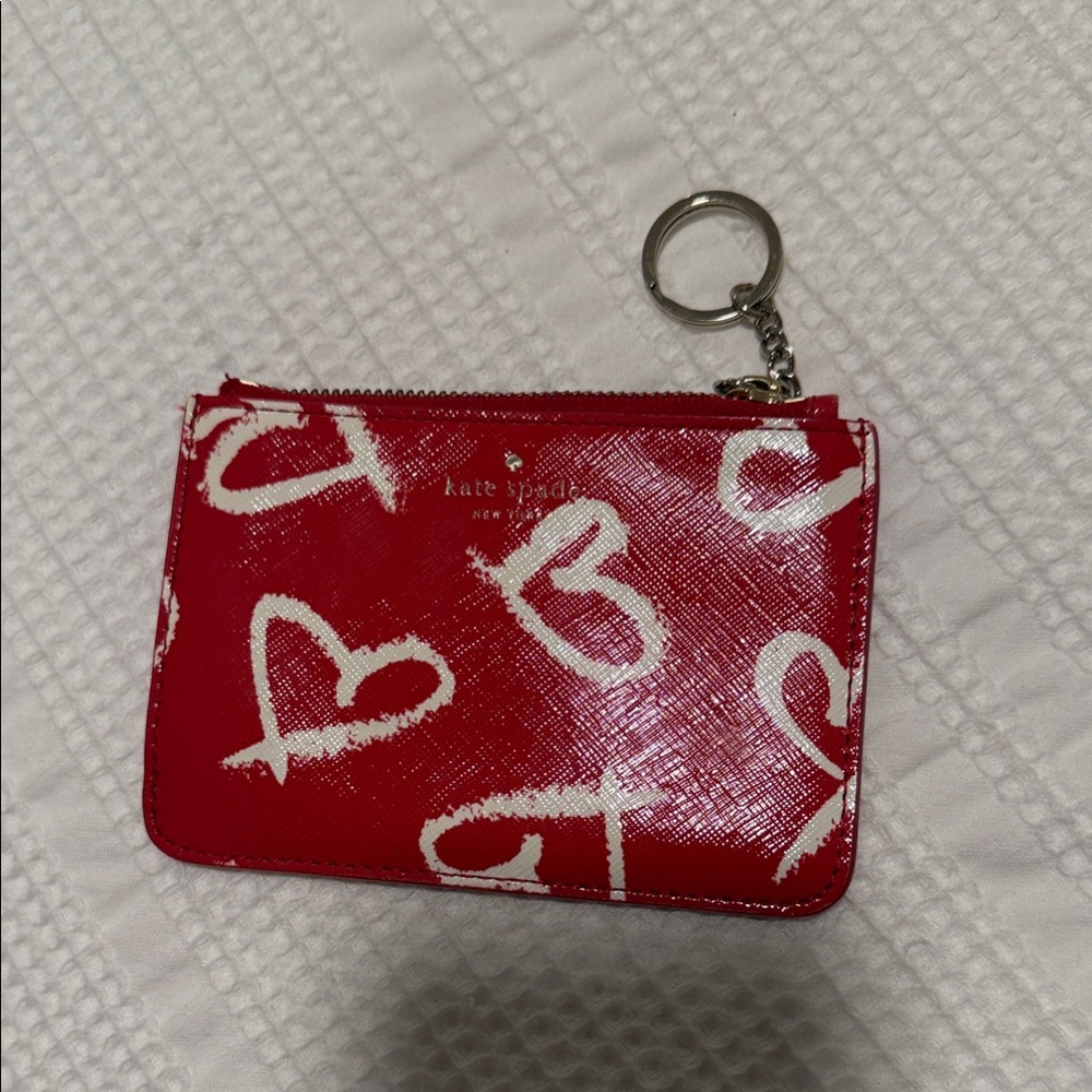 Kate Spade Red and White Heart Pouch